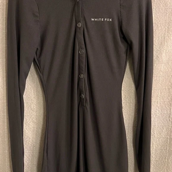 White Fox Boutique Charcoal Button-Up Romper - Picture 2 of 5